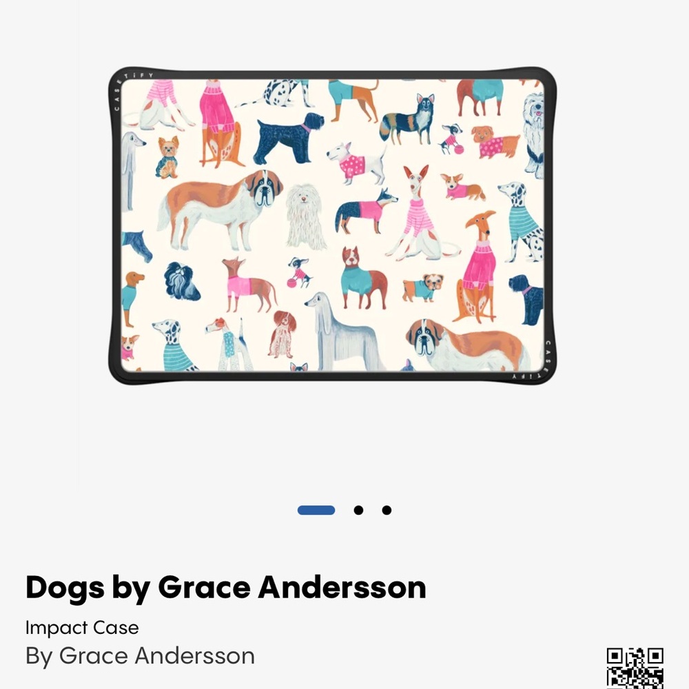 Casetify Impact Case - Cream Background with Blue, Pink, Orange, Brown Dogs